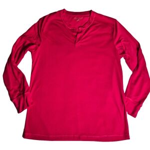 PERRY ELLIS Portfolio Red Long Sleeve Henley Shirt Size Large Ultra Soft Knit